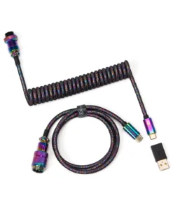 Кабел за клавиатура Keychron Premium  Aviator Straight USB-C - USB-C Rainbow Plated