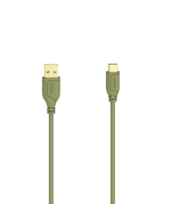 Кабел Hama Flexi-Slim USB-C - USB-A 2.0 мъжко 0.75м Зелен