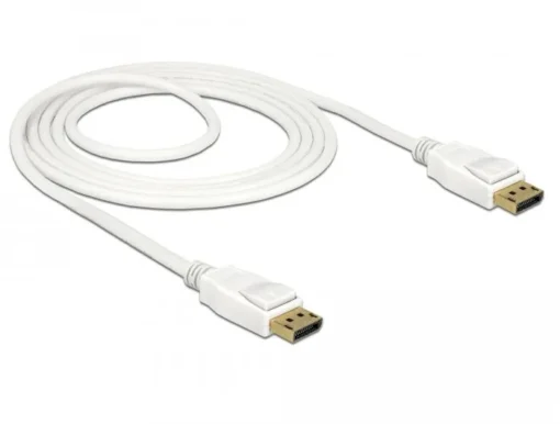 Кабел Delock DisplayPort 1.2 мъжко - DisplayPort мъжко 1.5м 4K 60 Hz Бял