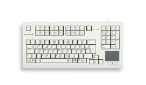 Компактна жична клавиатура CHERRY G80-11900 с Trackball сива