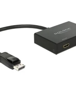 Сплитер DeLock DisplayPort 1.2 мъжко - 2 x HDMI женско Черен