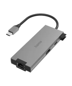 5-портов хъб USB-C HAMA Multiport 2 x USB-A 1 x USB-C 1 x HDMI 1х LAN Сив
