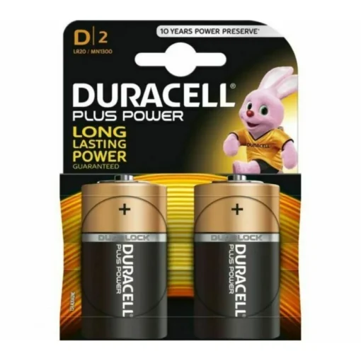 Алкална батерия DURACELL LR20 D PLUS /2 бр. в опаковка/ 1.5V