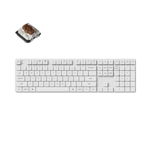 Геймърска механична клавиатура Keychron K5 Pro White QMK/VIA Full-Size Low-Profile Gateron Brown Switches White