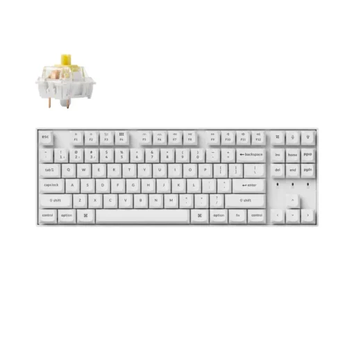 Геймърска механична клавиатура Keychron K8 Pro White QMK/VIA TKL K Pro(Hot Swappable) Banana Switch RGB Backlight