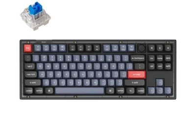 Геймърска Механична клавиатура Keychron V3 TKL Knob QMK Frosted Black Translucent Keychron K Pro Blue Switch