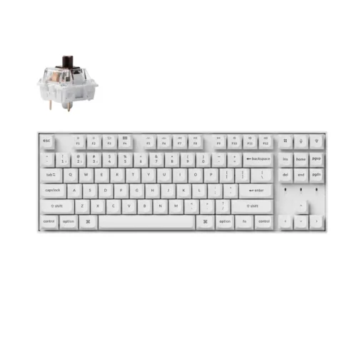 Геймърска механична клавиатура Keychron K8 Pro White QMK/VIA TKL K Pro(Hot Swappable) Brown Switch RGB Backlight