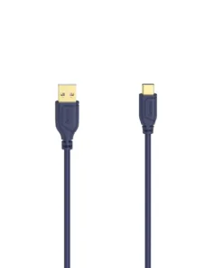 Кабел Hama Flexi-Slim USB-C - USB-A 2.0 мъжко 0.75мтънък позлатен
