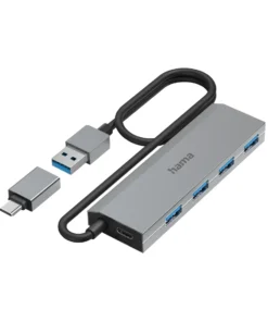 HAMA 4-портов хъб USB 3.2 Gen 1 5 Gbit/s вкл. USB-C адаптер авт.