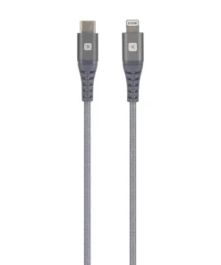 Кабел Skross USB-C - Lightning Метална оплетка 2.0 м Сив