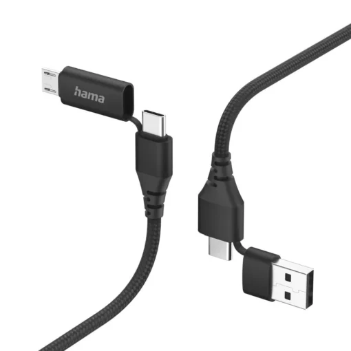 Кабел за зареждане HAMA 4 в 1 USB-C и USB-A - USB-C и Micro-USB 15 м