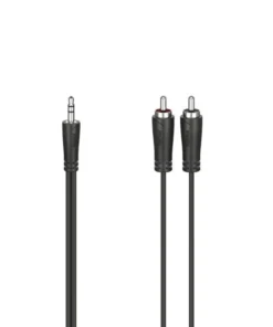 Аудио кабел HAMA 3.5 mm жак мъжко - 2 x RCA мъжко 5м Черен