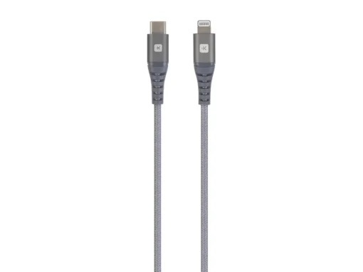 Кабел Skross USB-C - Lightning Метална оплетка 1.20 м Сив