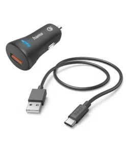 Зарядно за кола HAMA 12-24 V /USB-C 3A Qualcomm Quick Charge 3.0 19.5W+ кабел USB-C 1 м
