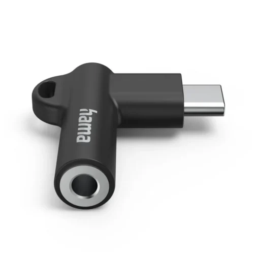 Адаптер Hama USB-C - 35 mm жак Aux 90° черен