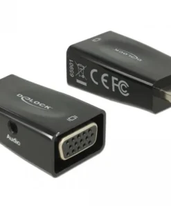 Адаптер Delock HDMI мъжко - VGA + microUSB + Audio женско Черен