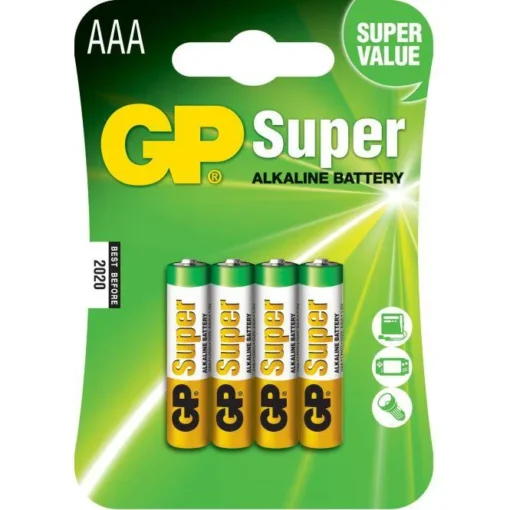 Алкална батерия GP SUPER LR03 AAA 4 бр. в опаковка / блистер 1.5V