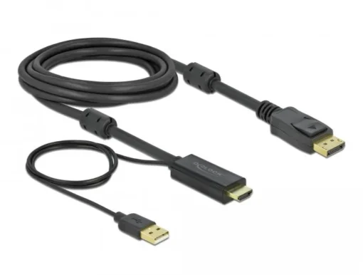 Кабел Delock HDMI мъжко - DisplayPort USB мъжко 4K 30 Hz 3 м Черен