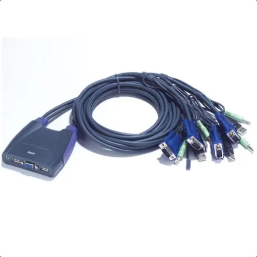 KVM суич ATEN CS64US от 2x USB A 1x VGA 1x 3.5mm jack към 4x USB A 4x VGA) 4x 3.5mm