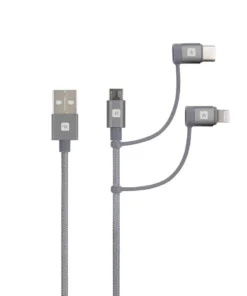 Кабел Skross 3 в 1 USB-A - USB-C/ Lightning/ Micro USB  Метална оплетка 0.3