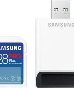 Карта памет Samsung PRO Plus SD Card 128GB USB Четец Бяла