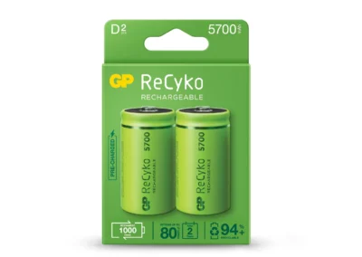 Акумулаторна Батерия GP R20 D 5700mAh NiMH Recyko 2 бр. в опаковка GP