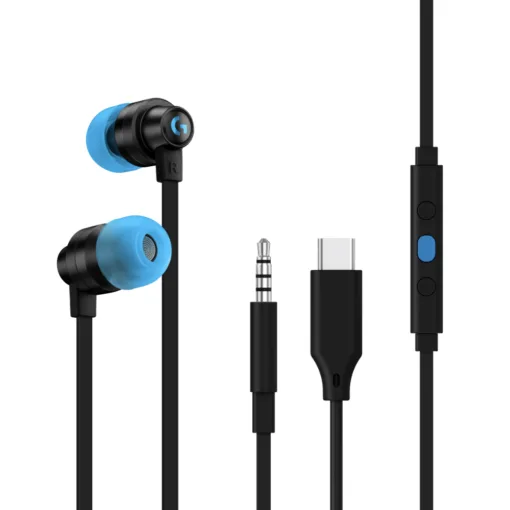 Геймърски слушалки с микрофон Logitech G333 In-ear 3.5 mm + USB-C adapter тапи жични