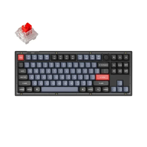 Геймърска Механична клавиатура Keychron V3 TKL Knob QMK Frosted Black Translucent Keychron K Pro Red Switch