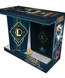 Комплект ABYSTYLE LEAGUE OF LEGENDS - Pck XXL glass + Pin + Notebook "Hextech logo"