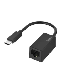 Мрежов адаптер HAMA USB-C мъжко - RJ-45 женско Gigabit Черен