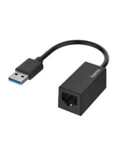 Мрежов адаптер HAMA USB-A мъжко - RJ-45 женско Gigabit Черен