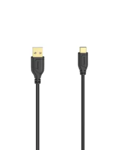 Кабел Hama Flexi-Slim USB-C - USB-A 2.0 мъжко 0.75мтънък позлатен