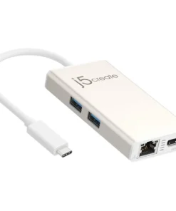 Мултипортов USB-C адаптер j5Create JCA374 HDMI Ethernet USB 3.0 хъб PD 2.0