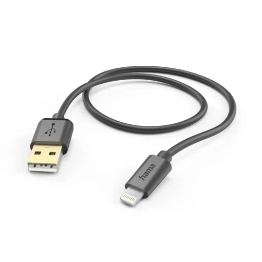 Кабел HAMA USB-A - Lightning 1.5м позл.конекторичерен