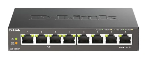 Суич D-Link DGS-1008P 4x PoE + 4 x стандартни 10/100/1000 Gigabit