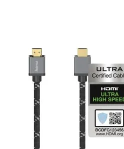 Кабел HAMA Ultra HD HDMI мъжко - HDMI мъжко 8K 48GB/sметал 3 м Позл. конектори Ethernet