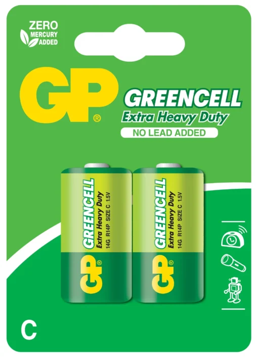 Цинк карбонова батерия GP R14 14G-U2 Greencell 2 бр. в опаковка BLISTER