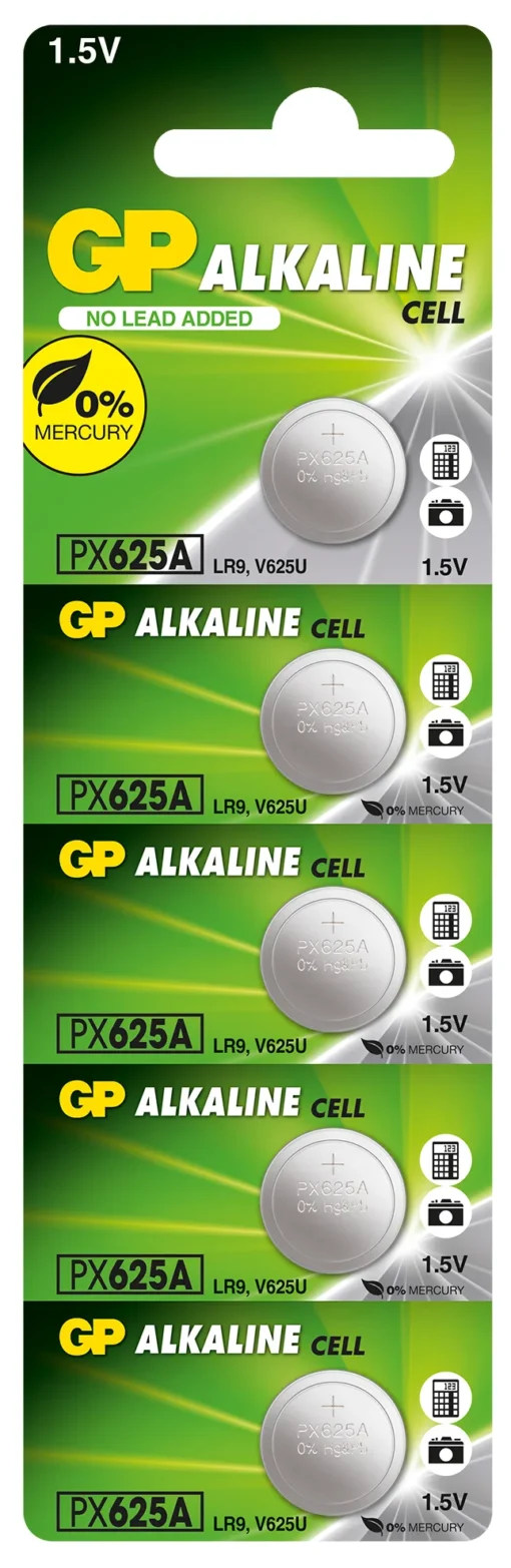 Алкална батерия GP LR9 625A 1.5V за глюкомери и дистанционни 5 бр. в блистер цена за 1