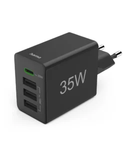 HAMA Мини Зарядно 35 W 1x USB-C PD 3x USB-A Черно