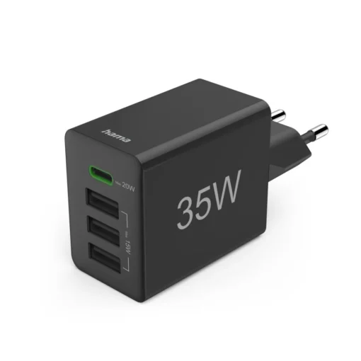 HAMA Мини Зарядно 35 W 1x USB-C PD 3x USB-A Черно