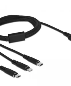 Кабел за зареждане Delock  3 в 1 USB - Lightning Micro USB- USB-C 1м