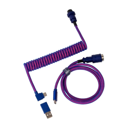 Кабел за клавиатура Keychron Premium Angled Purple Coiled Aviator Custom USB Cable USB-C -