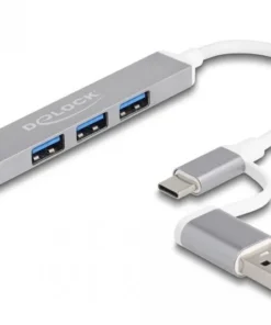 USB хъб Delock USB-C / USB-A - 3 x USB-A 2.0 + 1 x USB-A 5 Gbps