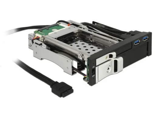 Вътрешно чекмедже Delock 5.25Prime; За 1 x 2.5Prime; + 1 x 3.5Prime; SATA HDD + 2 x USB 3.0