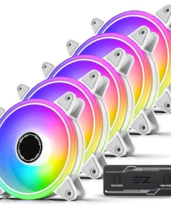 Комплект вентилатори EZDIY-FAB Moonlight White RGB PWM 120mm - 5 Pack