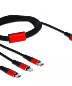 Кабел за зареждане Delock  3 в 1 USB - Lightning/ Micro USB/ USB-C 1м