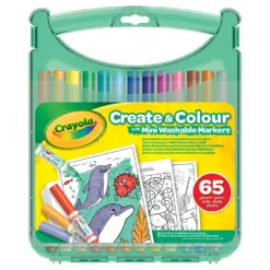 Маркери мини 25 цв. измиваеми в куфарче с шаблони Crayola бр 1