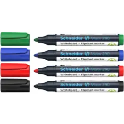 Маркер за бяла дъска объл Maxx 290 3 мм 4 цвята Schneider бр 1