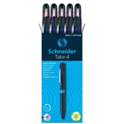Химикалка четирицветна Take 4 тъмно синя Schneider бр 1