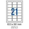 Етикети лепящи обли 21 бр. 63.5x38.1 мм 100 л. A4 Spree бр 1